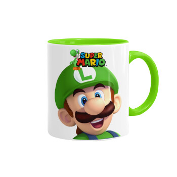 Super mario Luigi, Κούπα χρωματιστή βεραμάν, κεραμική, 330ml