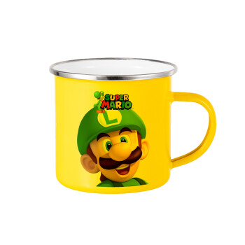 Super mario Luigi, Κούπα Μεταλλική εμαγιέ Κίτρινη 360ml