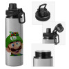Metallic water bottle with safety cap, 850ml aluminum