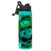 Metallic water bottle with safety lid, 850ml aluminum