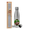 Easter Set, metallic Inox water bottle (750ml) & aromatic flat Easter candle (30cm) (GRAY)