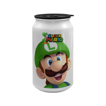 Super mario Luigi, Κούπα ταξιδιού μεταλλική με καπάκι (tin-can) 500ml
