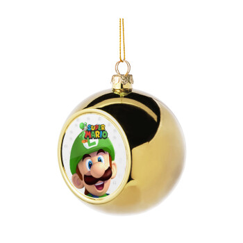 Super mario Luigi, Χριστουγεννιάτικη μπάλα δένδρου Χρυσή 8cm