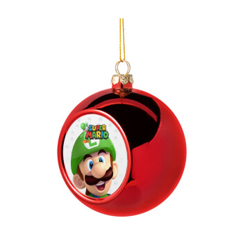 Super mario Luigi, Χριστουγεννιάτικη μπάλα δένδρου Κόκκινη 8cm