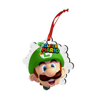 Super mario Luigi, Christmas ornament snowflake wooden 7.5cm