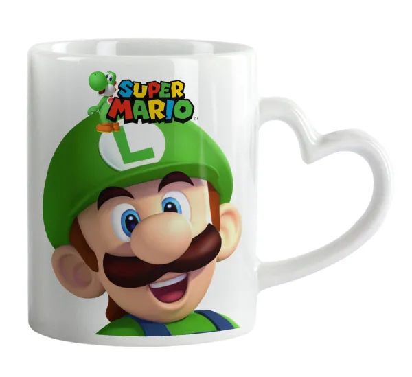 Super mario Luigi — Mug heart handle, ceramic, 330ml