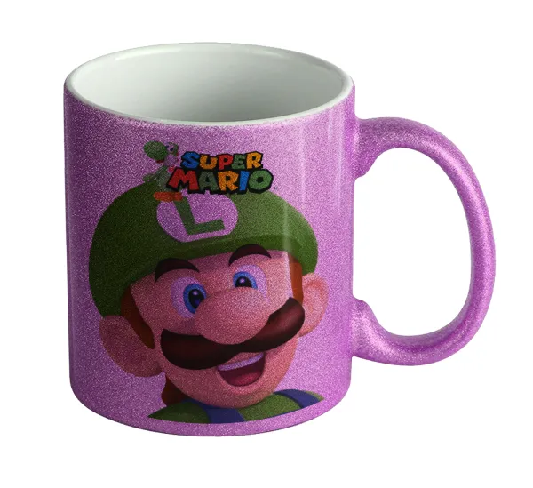 Super mario Luigi — Κούπα Μωβ Glitter που γυαλίζει, κεραμική, 330ml