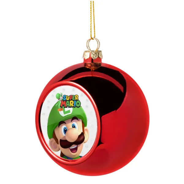 Super mario Luigi — Christmas tree ball Red 8cm