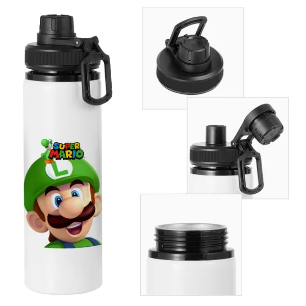 Super mario Luigi — Metal water bottle with safety cap, aluminum 850ml