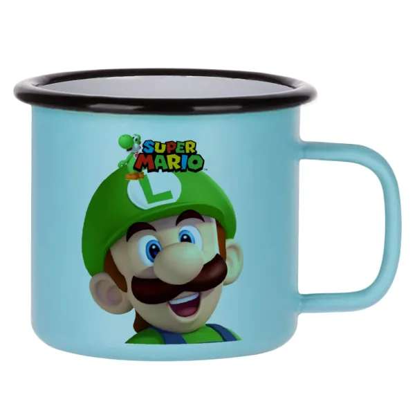 Super mario Luigi — Κούπα Μεταλλική εμαγιέ ΜΑΤ σιέλ 360ml