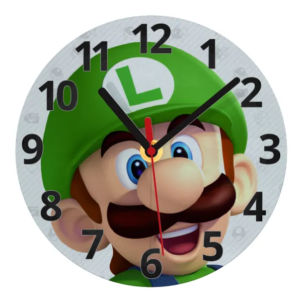 Super mario Luigi — Glass wall clock (20cm)