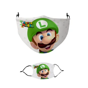 Super mario Luigi, Μάσκα υφασμάτινη παιδική πολλαπλών στρώσεων με υποδοχή φίλτρου