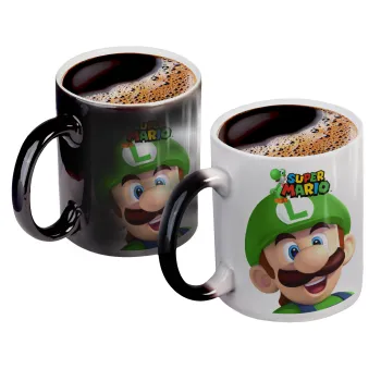 Super mario Luigi, Κούπα Μαγική, κεραμική, 330ml που αλλάζει χρώμα με το ζεστό ρόφημα