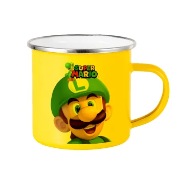 Super mario Luigi, Κούπα Μεταλλική εμαγιέ Κίτρινη 360ml