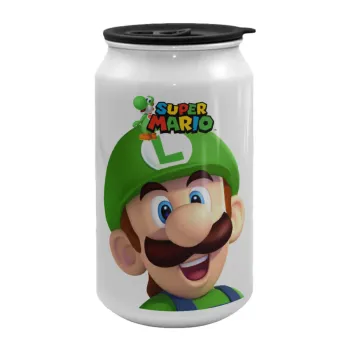 Super mario Luigi, Κούπα ταξιδιού μεταλλική με καπάκι (tin-can) 500ml