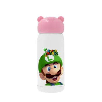 Super mario Luigi, Ροζ ανοξείδωτο παγούρι θερμό (Stainless steel), 320ml