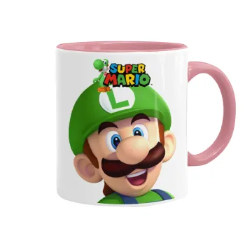 Super mario Luigi, Mug colored pink, ceramic, 330ml