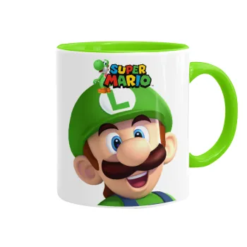 Super mario Luigi, Mug colored light green, ceramic, 330ml