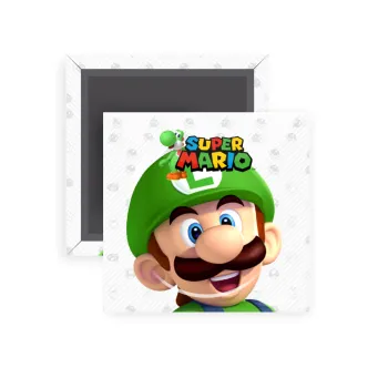 Super mario Luigi, Μαγνητάκι ψυγείου τετράγωνο διάστασης 5x5cm