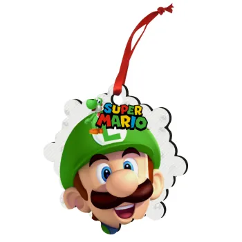 Super mario Luigi, Christmas ornament snowflake wooden 7.5cm