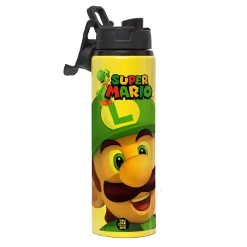Super mario Luigi, Metallic water bottle with safety lid, 850ml aluminum