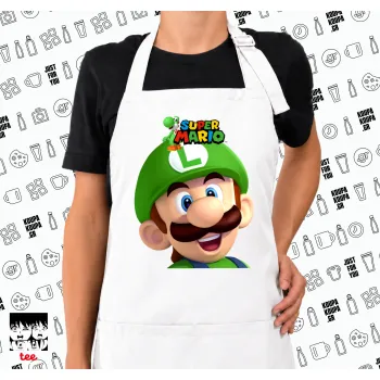 Super mario Luigi, Ποδιά μακριά Σεφ ολόσωμη με τσέπες white (ΕΝΗΛΙΚΩΝ)