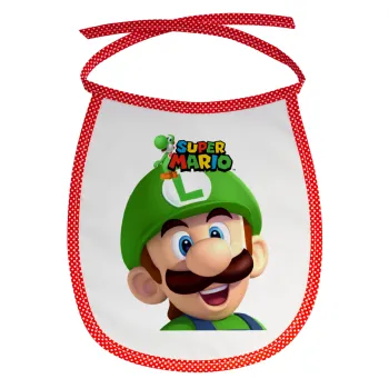 Super mario Luigi, Σαλιάρα μωρού αλέκιαστη με κορδόνι Κόκκινη