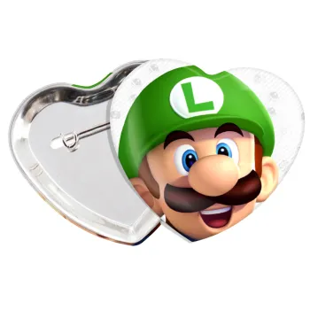 Super mario Luigi, Κονκάρδα παραμάνα καρδιά (57x52mm)