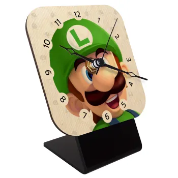 Super mario Luigi, Quartz Table clock in natural wood (10cm)