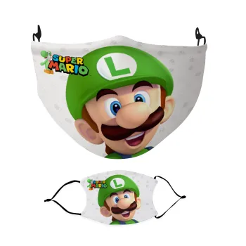 Super mario Luigi, Μάσκα υφασμάτινη Ενηλίκων πολλαπλών στρώσεων με υποδοχή φίλτρου