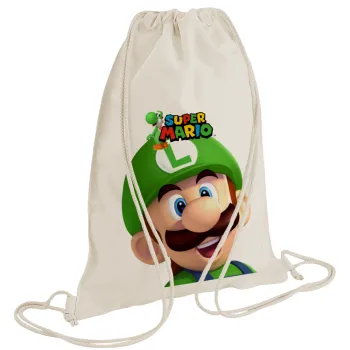 Super mario Luigi, Τσάντα πλάτης πουγκί GYMBAG natural (28x40cm)