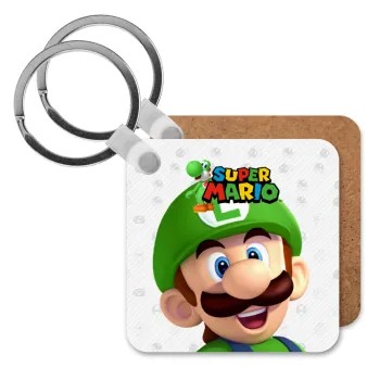 Super mario Luigi, Μπρελόκ Ξύλινο τετράγωνο MDF