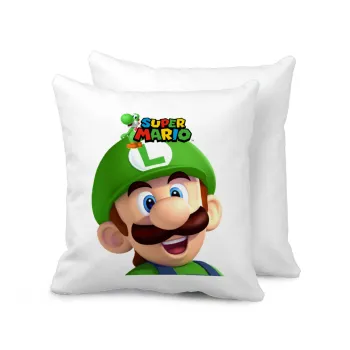 Super mario Luigi, Μαξιλάρι καναπέ 40x40cm περιέχεται το  γέμισμα