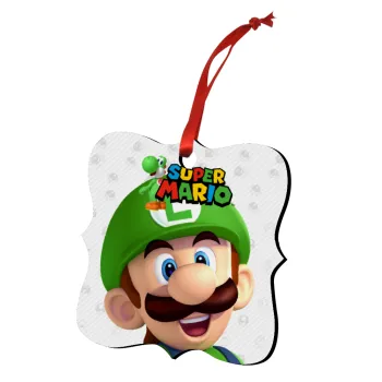 Super mario Luigi, Στολίδι Χριστουγεννιάτικο στολίδι polygon ξύλινο 7.5cm