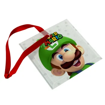 Super mario Luigi, Christmas ornament, glass square ornament 9x9cm
