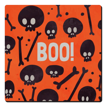 Halloween boo, Τετράγωνο μαγνητάκι ξύλινο 6x6cm