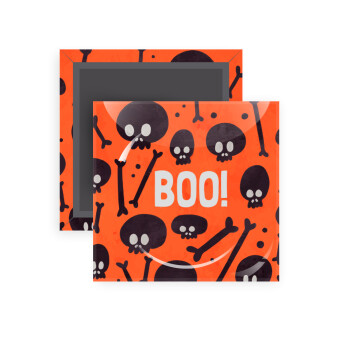 Halloween boo, Μαγνητάκι ψυγείου τετράγωνο διάστασης 5x5cm