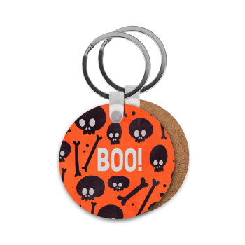Halloween boo, Μπρελόκ Ξύλινο στρογγυλό MDF Φ5cm