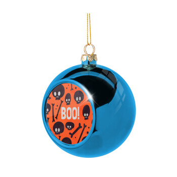 Halloween boo, Blue Christmas tree ball ornament 8cm