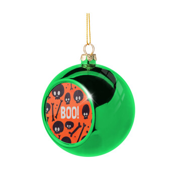 Halloween boo, Χριστουγεννιάτικη μπάλα δένδρου Πράσινη 8cm