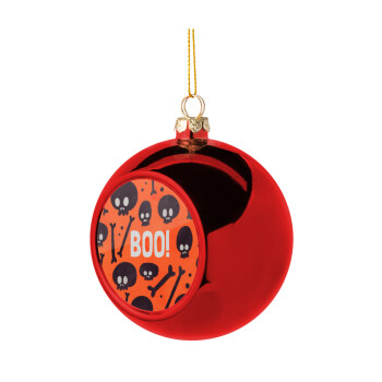 Halloween boo, Χριστουγεννιάτικη μπάλα δένδρου Κόκκινη 8cm