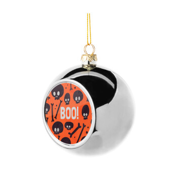 Halloween boo, Silver 8cm Christmas tree ball ornament