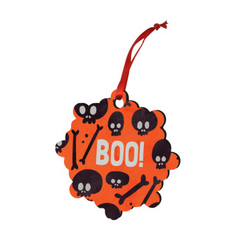 Halloween boo, Christmas ornament snowflake wooden 7.5cm