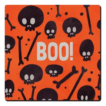 Halloween boo, Τετράγωνο μαγνητάκι ξύλινο 6x6cm