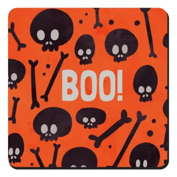 Halloween boo, Τετράγωνο μαγνητάκι ξύλινο 9x9cm