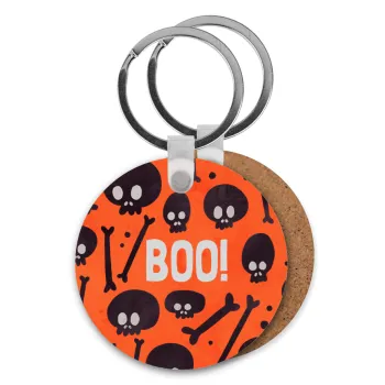 Halloween boo, Μπρελόκ Ξύλινο στρογγυλό MDF Φ5cm