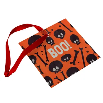 Halloween boo, Christmas ornament, glass square ornament 9x9cm