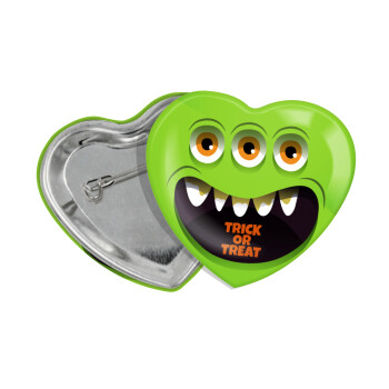 Halloween trick or treat 3 eyes monster, Κονκάρδα παραμάνα καρδιά (57x52mm)