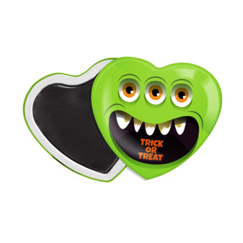 Halloween trick or treat 3 eyes monster, Μαγνητάκι καρδιά (57x52mm)