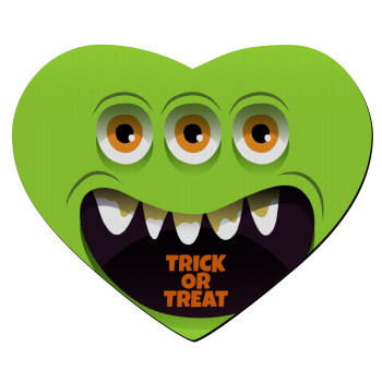 Halloween trick or treat 3 eyes monster, Mousepad heart 23x20cm